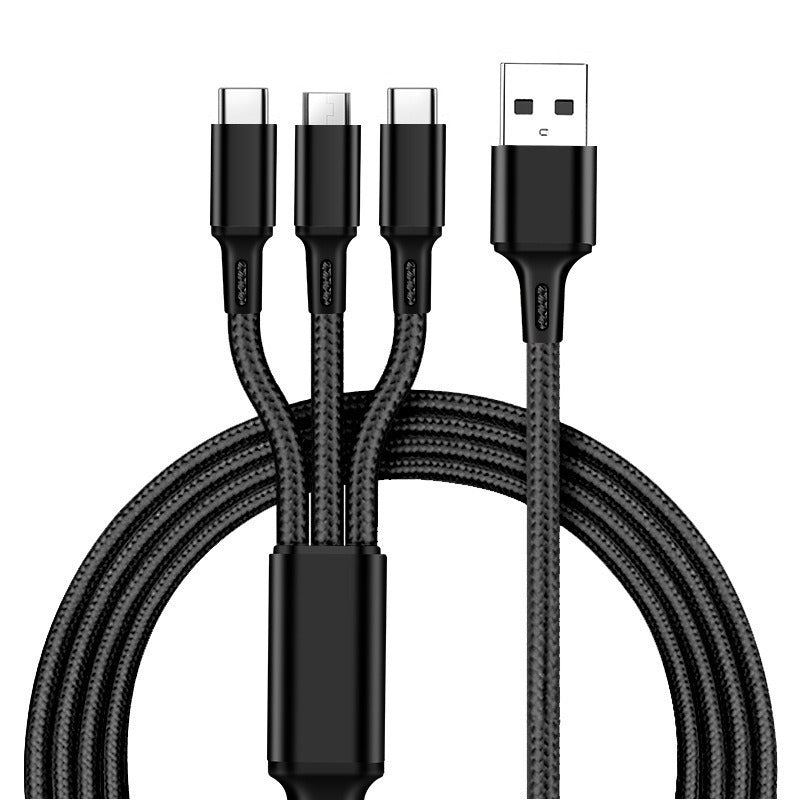 In-stock Nylon Weave100W 1-to-3 Mobile Phone Data Cable Multi-Head3A 3-in-1 Fast Charging Gift Logo Wholesale