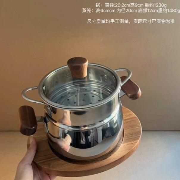 For one person316Stainless Steel Baby Food Supplement Pot Small Milk Pot Household Baby Steaming and Cooking Integrated Soup Pot Steamer