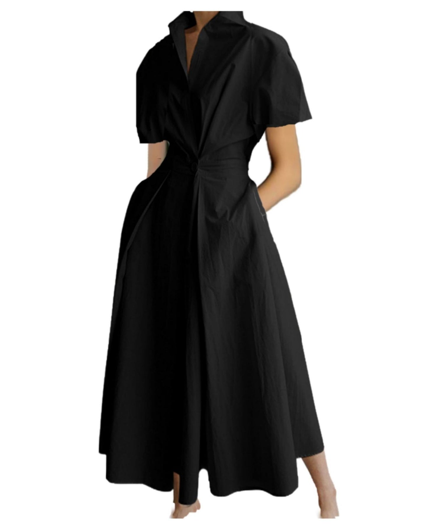 Cross-border New Style Foreign Trade Medieval Retro Plus Size Fashion POLO Loose Collar Wide Hem Women's Dress Wholesale