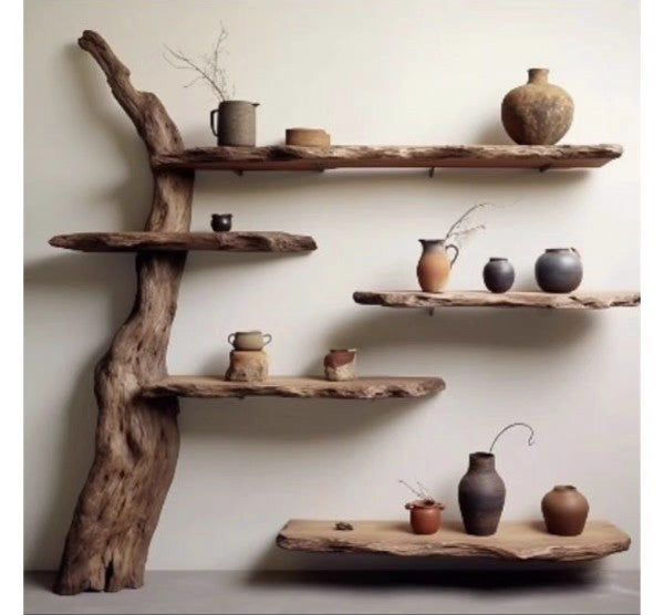Wabi-Sabi Style Camphor Wood Solid Wood Display Cabinet Tea Storage Cabinet Natural Wood Multi-Functional Storage Rack