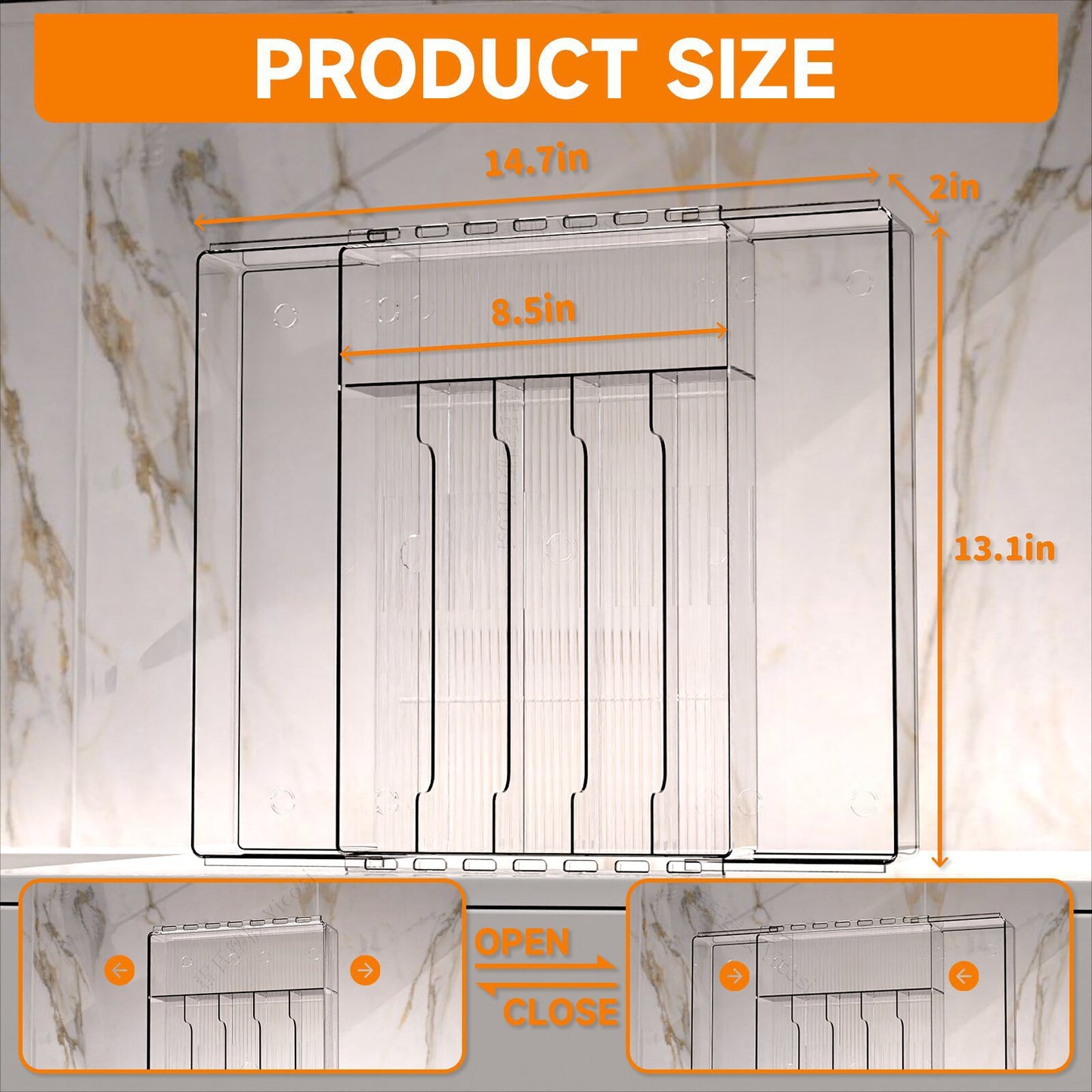 Cross-Border Tableware Kitchen Organizer Box Drawer Expandable Silverware Storage Box Cosmetics Stationery Miscellaneous Divider Expandable Box