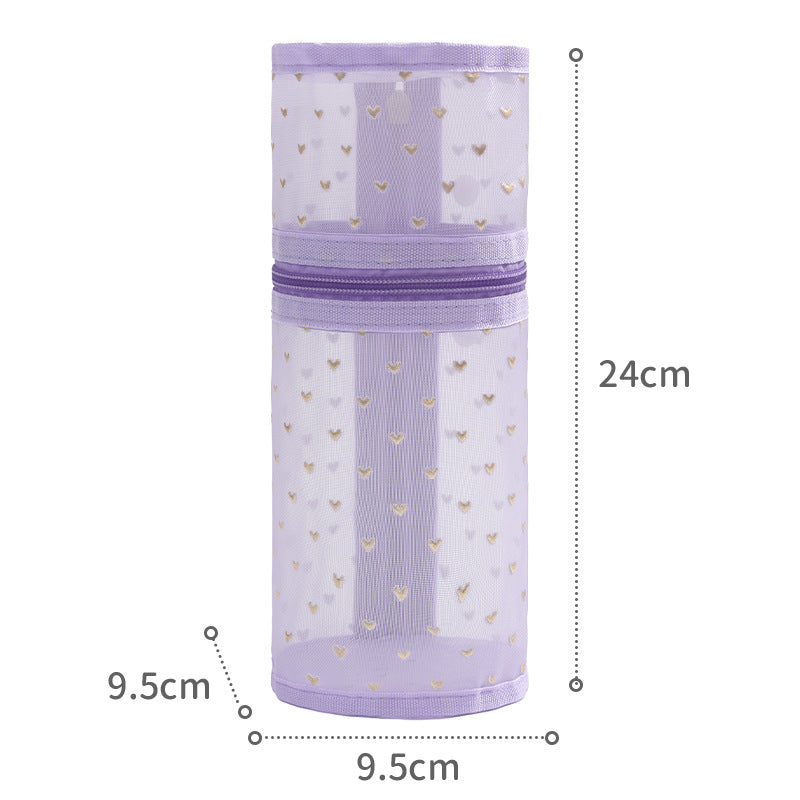 Beilian Mesh Pencil Case Vertical Transparent High-Value Stationery Box Cylindrical Student Back-to-School Season Pen Holder Bag Wholesale http://detail.1688.com/offer/954056083670.html