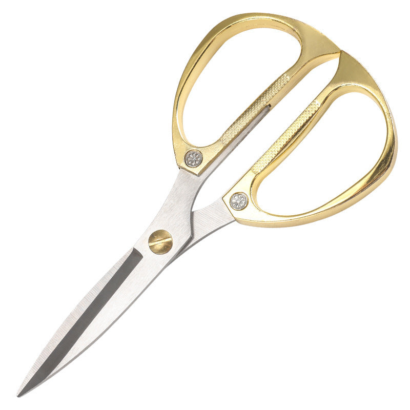 Golden Steel Scissors Stainless Steel Scissors Household Alloy Strong Kitchen Chicken Bone Scissors Special Large Scissors Cloth Cutting Small Scissors