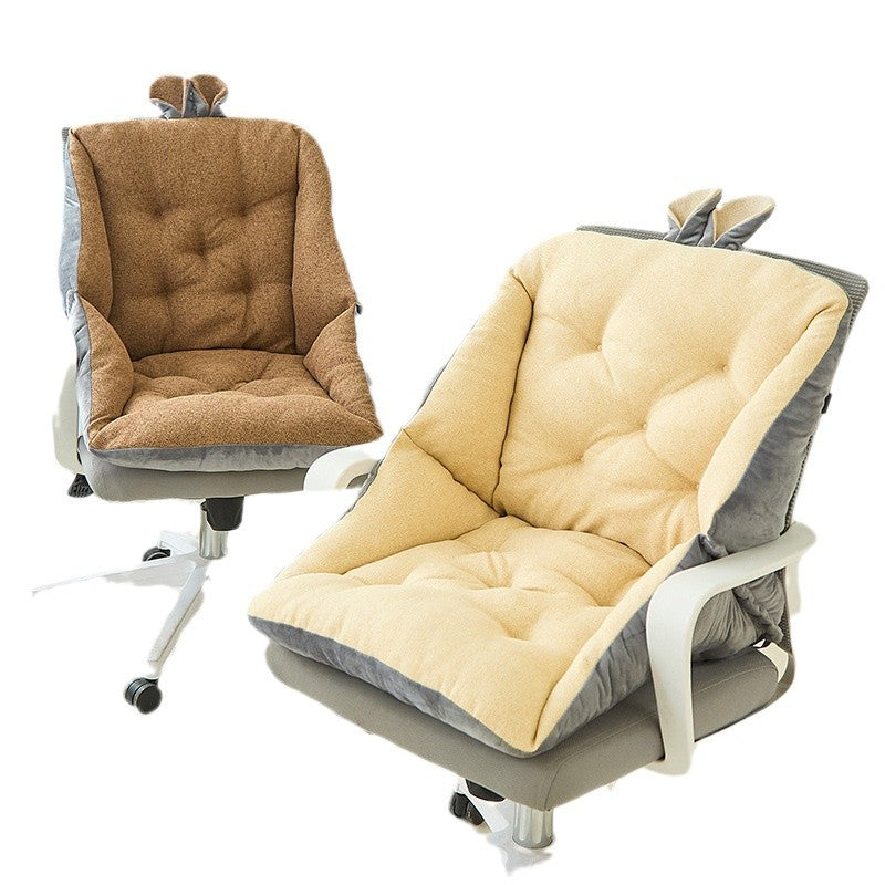 Thickened Seat Cushion and Back Cushion Integrated Ear Thick Cloth Cotton Linen Office Computer Chair Cushion Student Butt Cushion All Seasons