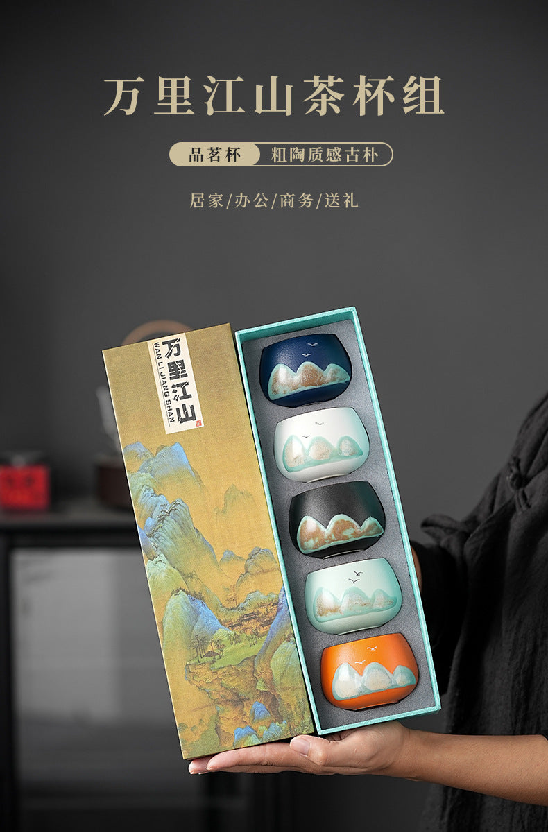 Tea Cup Ceramic Master Cup Personal Single Cup National Trend Forbidden City Cultural Creative Retro Hand-painted Tasting Cup Gift Box Set Souvenir
