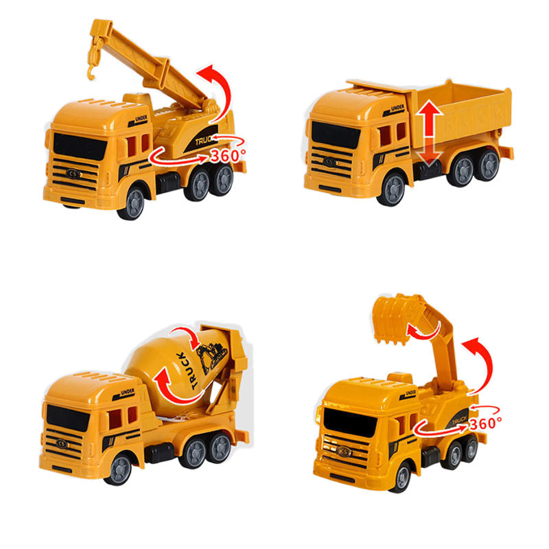 Durable Children's Toy Car Pull-Back Car Simulation Excavator Engineering Vehicle Fire Truck Airplane Model Boy's Gift