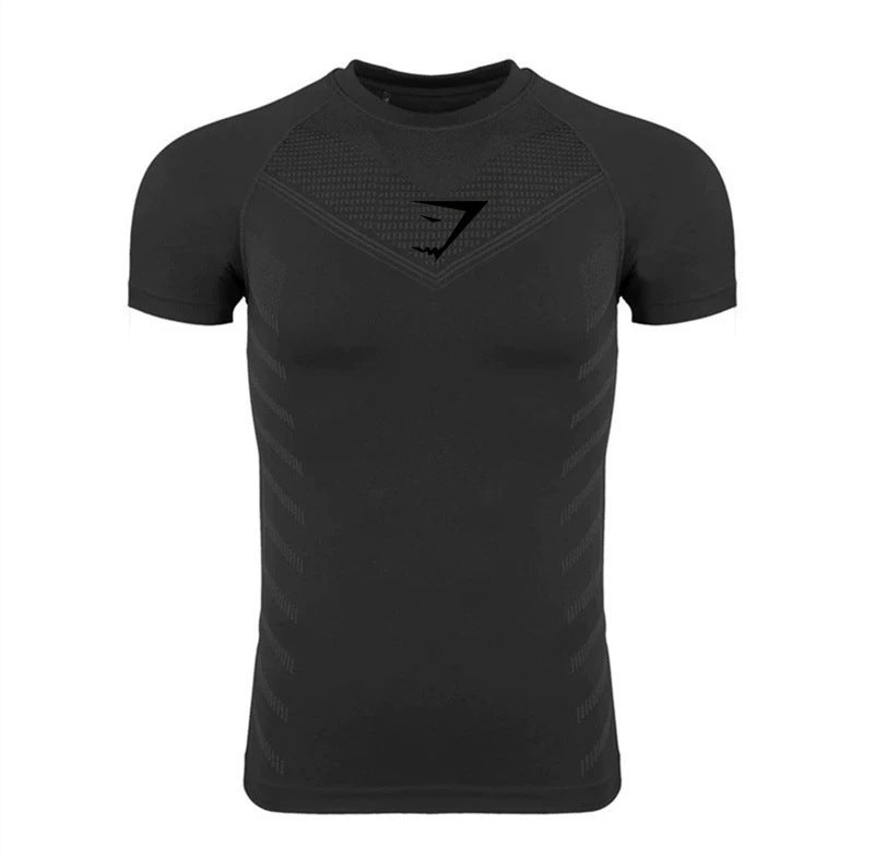 Foreign Trade Hot-Selling Cross-Border Men's Sports Running Fitness Quick-Dry Short Sleeve Tights3D 3D Printing GYMSHARK