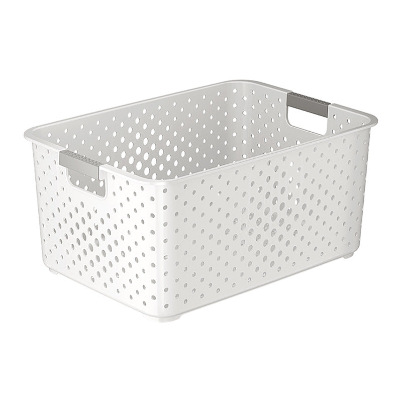 Japanese Style Kitchen Plastic Storage Basket Household Hollow Out Organizer Storage Box Handheld Bathroom Desktop Cosmetic Storage Basket