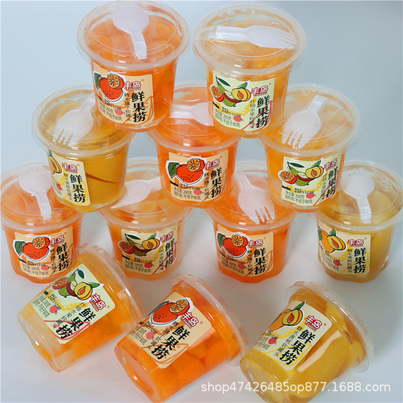 Fengdao Fresh Fruit Mix Orange Yellow Peach Assorted Coconut Jelly Canned Internet Celebrity Fruit Cup Binge-Watching Snack Wholesale