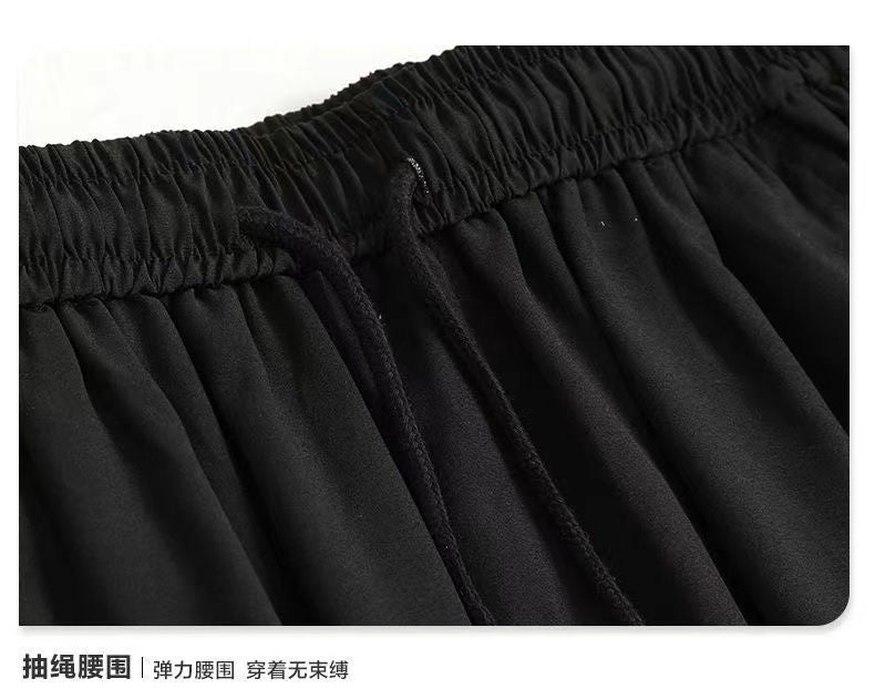 Summer Thin Pants Men Straight Pants Boys Trendy Versatile Loose Cropped Pants Students Summer Wide-Leg Casual Pants