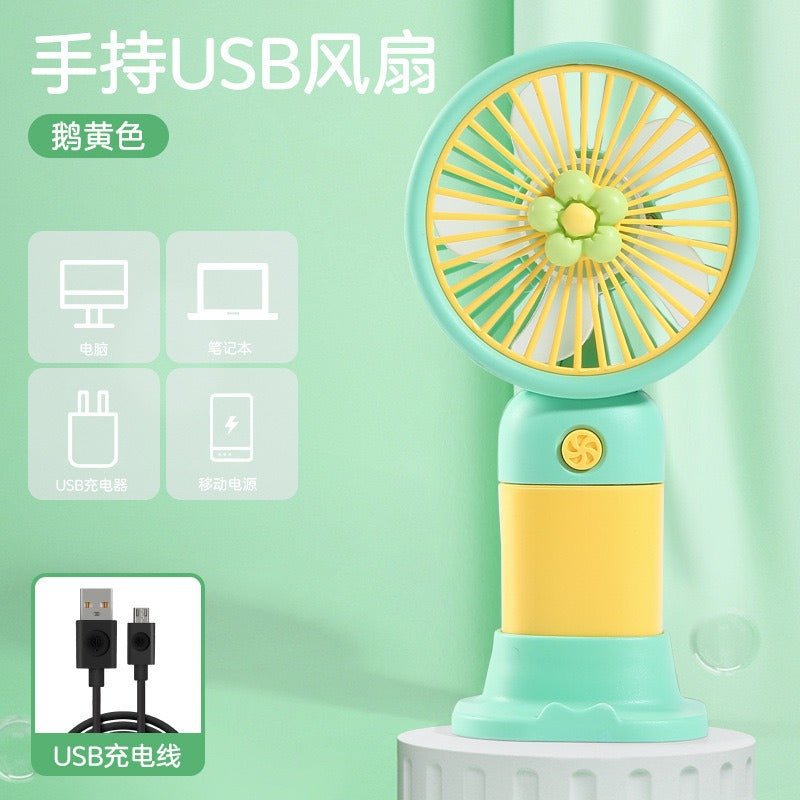 Children's Small Handheld Fan Student Gift Portable Cartoon Mini Portable Rechargeable Small Desktop Fan