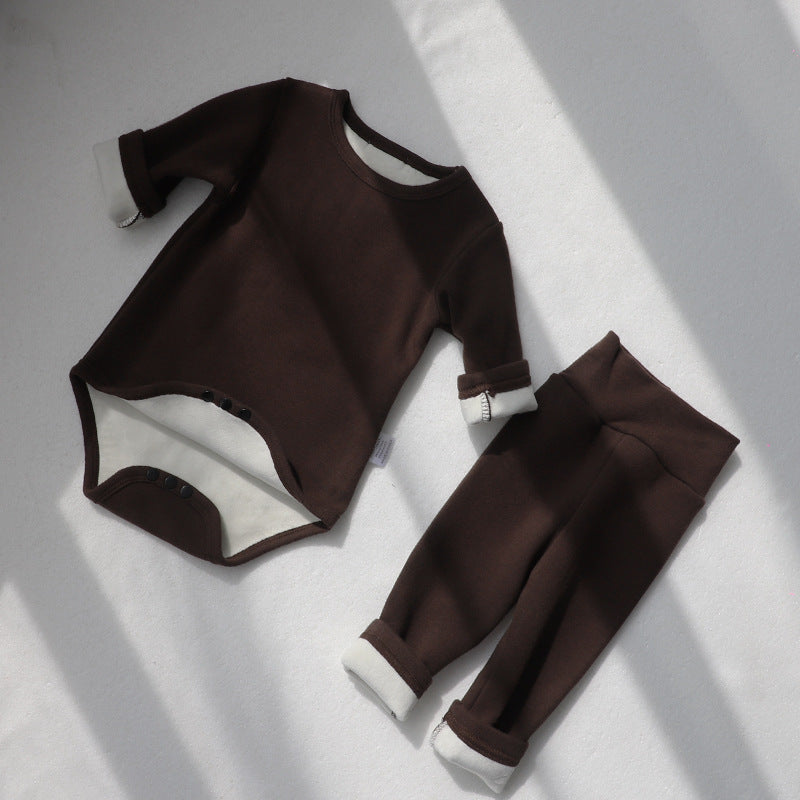 Baby Romper Spring and Autumn a High-Waist Belly Protection Pants Set Baby Spring and Autumn Triangle Romper Bodysuit Jumpsuit