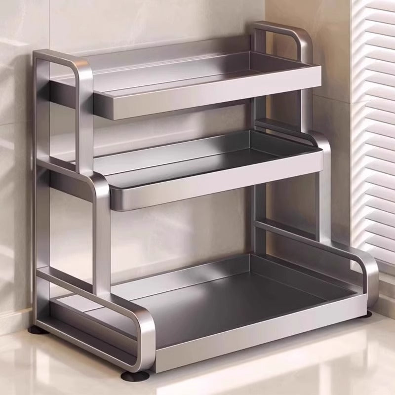 Kitchen Spice Rack Knife Holder Countertop Multifunctional Seasoning Kitchenware Storage Rack Multi-layer Stainless Steel Wholesale