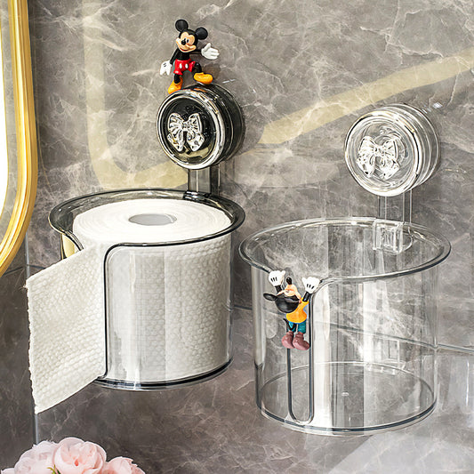 Suction Cup Tissue Box Bathroom Toilet Paper Box Wall-Mounted Punch-Free Bathroom Roll Stand Toilet Paper Storage Box