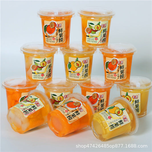Fengdao Fresh Fruit Mix Orange Yellow Peach Assorted Coconut Jelly Canned Internet Celebrity Fruit Cup Binge-Watching Snack Wholesale