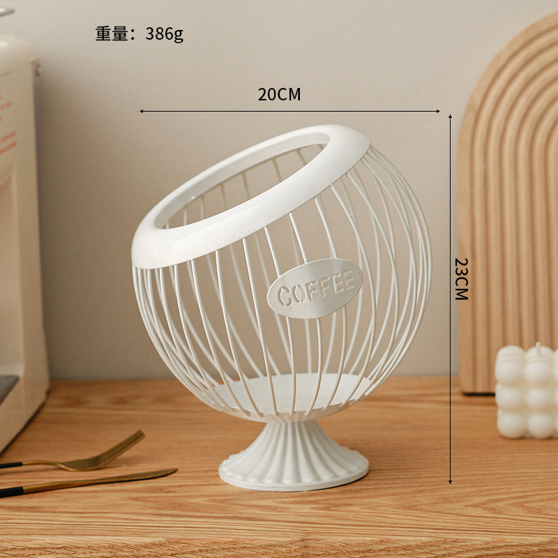 Cross-Border Iron Art Fruit Basket Coffee Capsule Storage Basket Desktop Decoration Coffee Table Snacks Dried Fruit Candy Storage