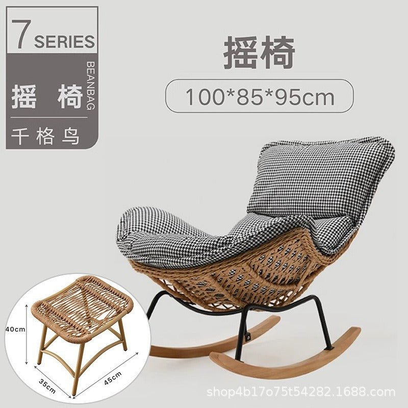 Rocking Chair Recliner Adult Sleepable Single Rattan Balcony Lazy Chair Bedroom Leisure Home Lazy Sofa