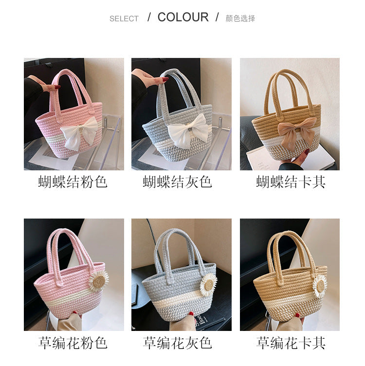 Hand-Woven Bag Women2025New Ethnic Style Straw Bag Forest Style Beach Large Capacity Basket Bag