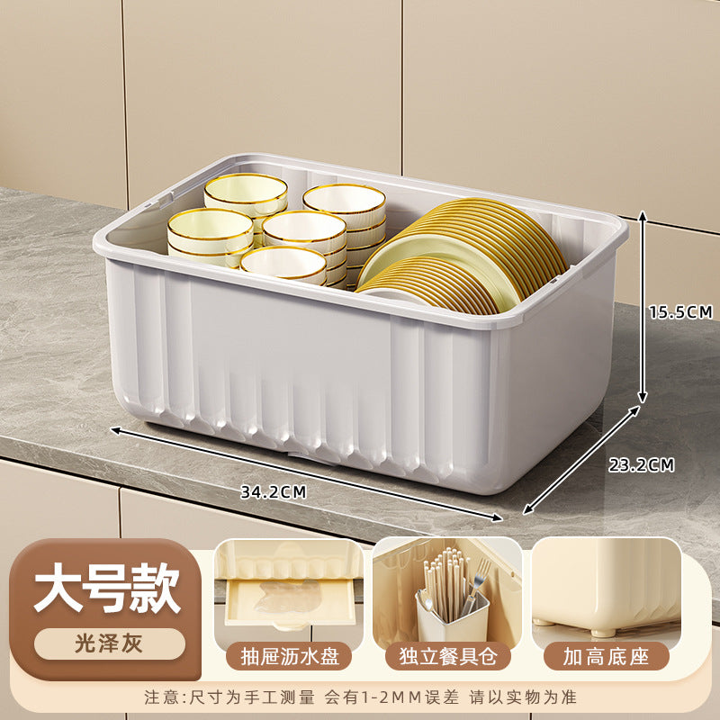 Dish Rack Storage Rack Bowl and Chopsticks Draining Rack Kitchen Bowl Plate Tableware Storage Box Countertop Bowl Storage Box for Home Use
