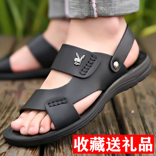 Men's Sandals Summer Soft Leather Soft Sole Anti-Slip Beach Shoes2023New large size casual dual-use outdoor sandals