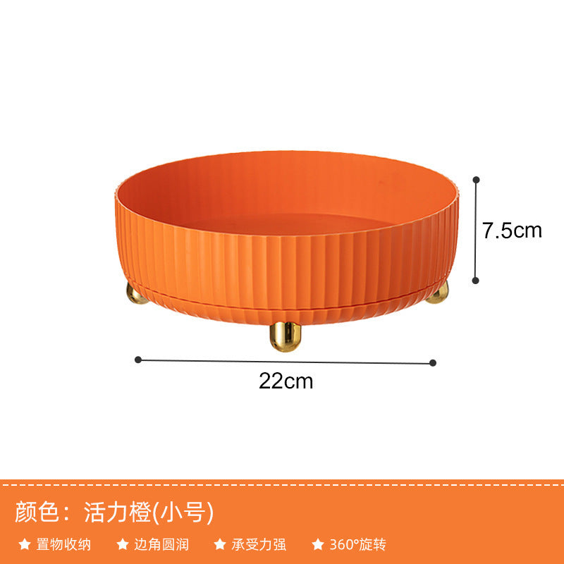 Cross-Border Rotating Spice Rack Multi-Functional Kitchen Desktop Storage Round Fruit Tray Cosmetic Storage Box