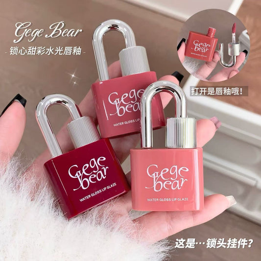 Gege bear Lock Heart Sweet Color Water Glossy Lip Glaze Moisturizing Mirror Color Pseudo-No-Makeup Cute Girl Affordable Lip Gloss