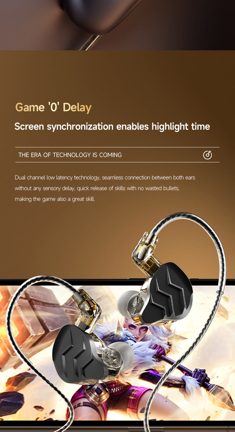 Cross-border new in-ear sports headphones with interchangeable cables, plug-in gaming style HIFI Dynamic Wired Earphones for Mobile Phones