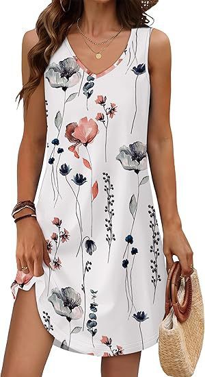 European And American Women’s Clothing Summer Loose Casual V-neck Flower Dress