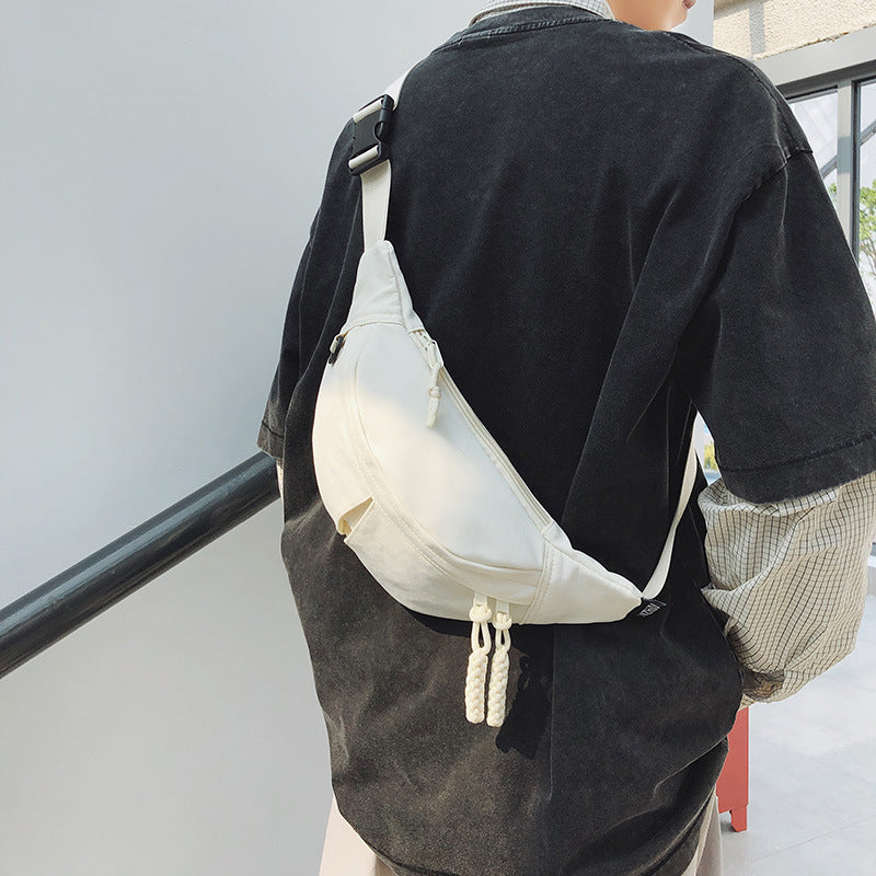 2025Summer New Simple Versatile Large Capacity Canvas Underarm Bag for Outings and Commutes, Niche Design Solid Color Chest Bag