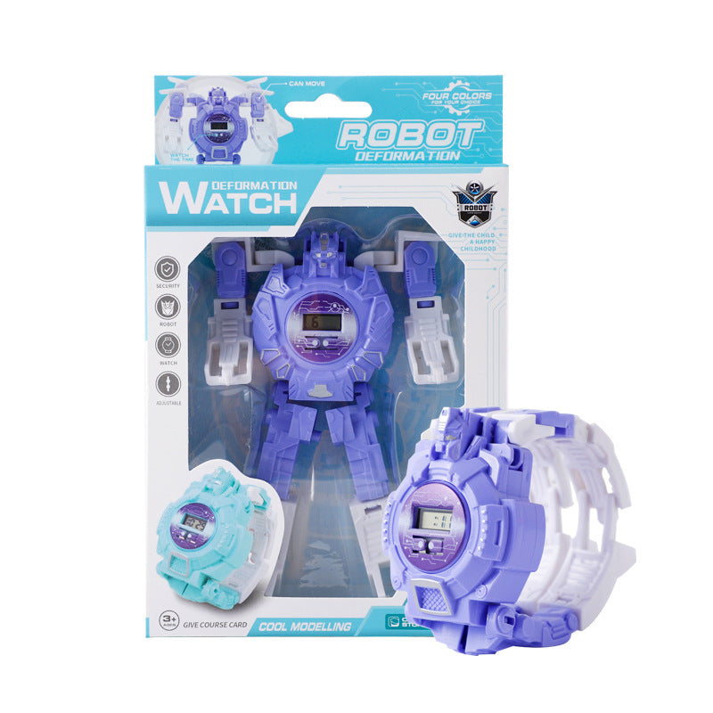 Children's Transforming Watch Electronic Watch Boys and Girls Robot Transforming Internet Celebrity Gift Kids Elementary School Student Gift Prize