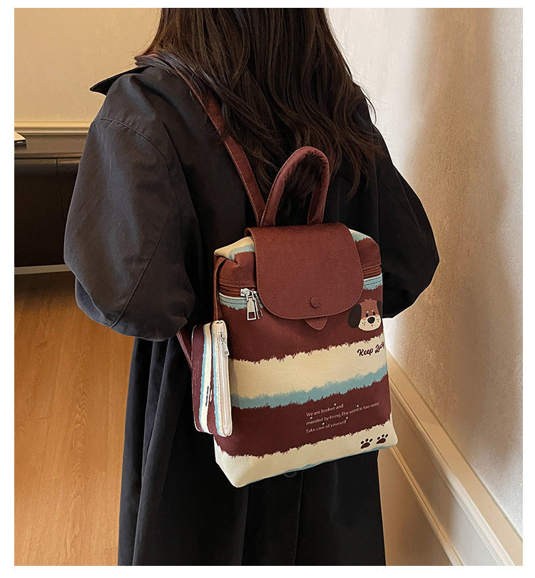 Korean Style Cute College Style Cartoon Handheld Bucket Bag for Women2025New leopard print backpack for class and commuting http://detail.1688.com/offer/960620063545.html