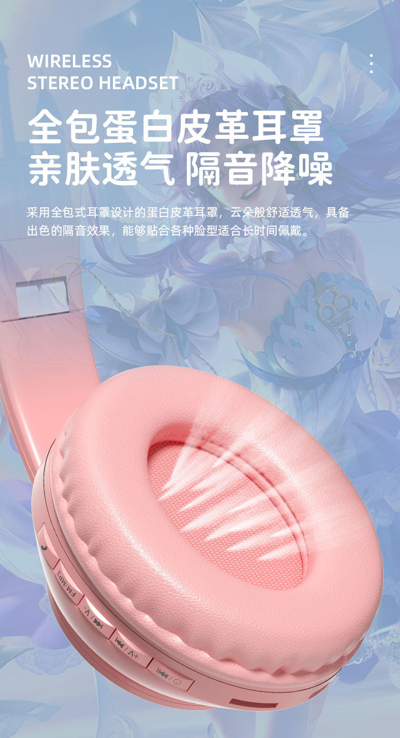 Space Capsule Cat Ear Bluetooth Headphones5.3Head-mounted Cute Glowing Cross-border Hot Item STN28S Ultra-long life battery