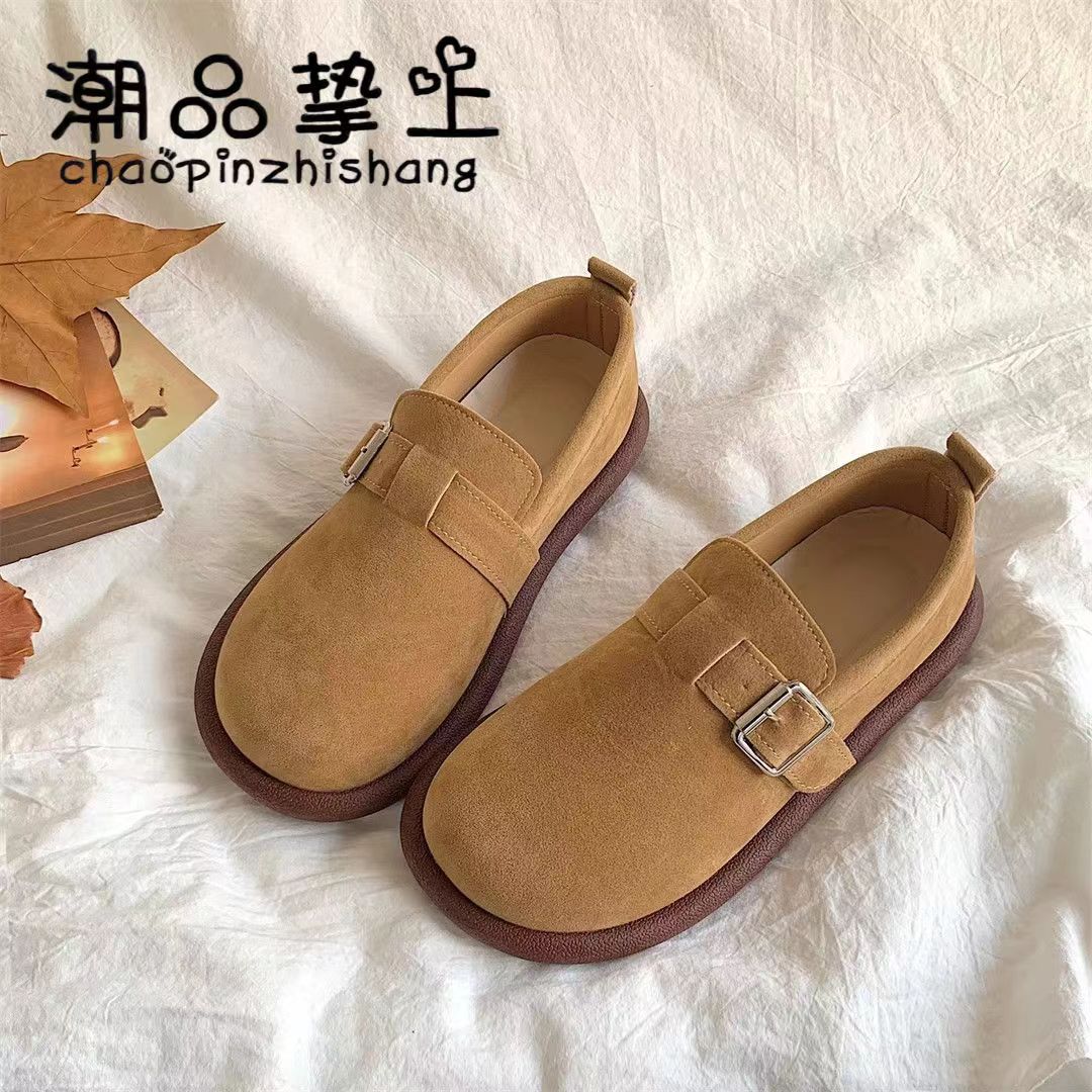 ins Super Popular Versatile Birkenstock Shoes for Female Students2024Spring and Autumn New Retro Slip-On Soft Sole Non-Slip Loafers