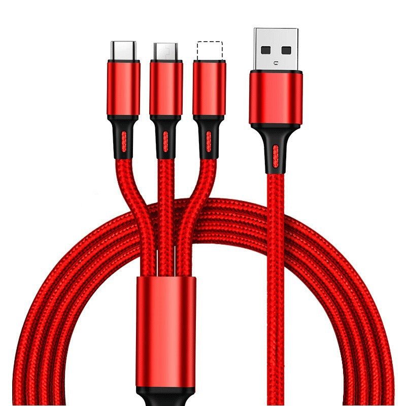 In-stock Nylon Weave100W 1-to-3 Mobile Phone Data Cable Multi-Head3A 3-in-1 Fast Charging Gift Logo Wholesale