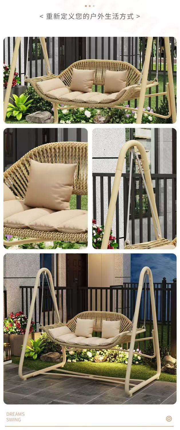Outdoor Swing Courtyard Cradle Hanging Chair Villa Garden Balcony Terrace Leisure Lazy Internet Celebrity Double Swing Chair