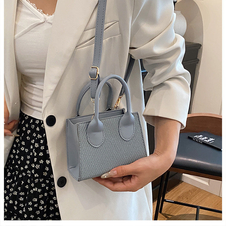 Korean Style Simple Crossbody Personality Small Square Bag2024Summer new style casual stylish single-shoulder bag corduroy handbag