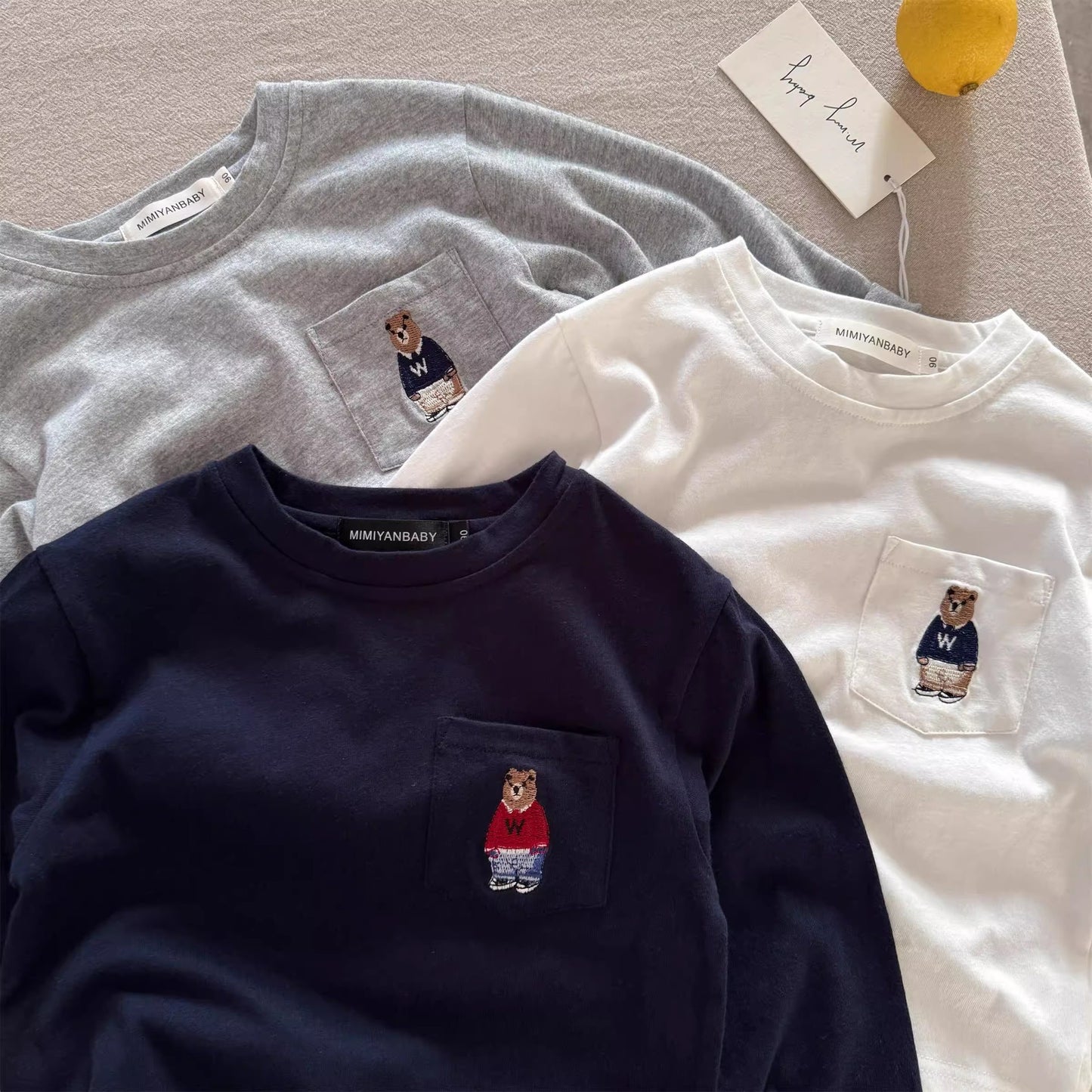 Sweet Little Chef Children's Long Sleeve T Autumn Boys' Japanese Style Bear Base Shirt Baby Toddler Striped Inner Layer Top