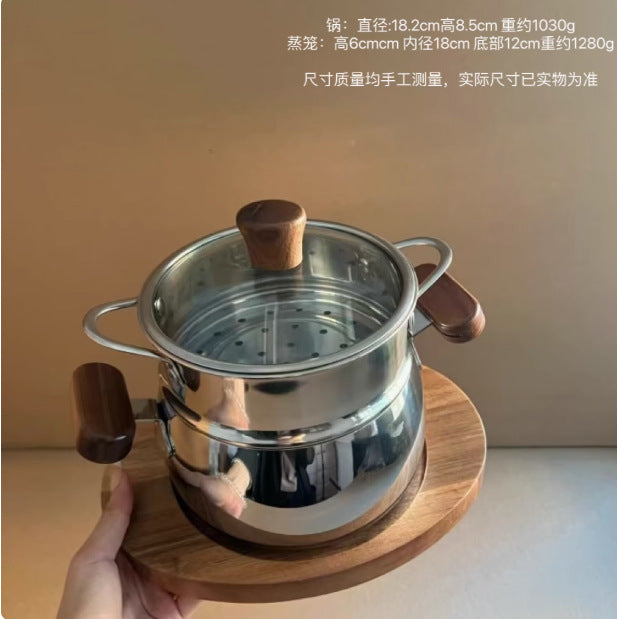 For one person316Stainless Steel Baby Food Supplement Pot Small Milk Pot Household Baby Steaming and Cooking Integrated Soup Pot Steamer