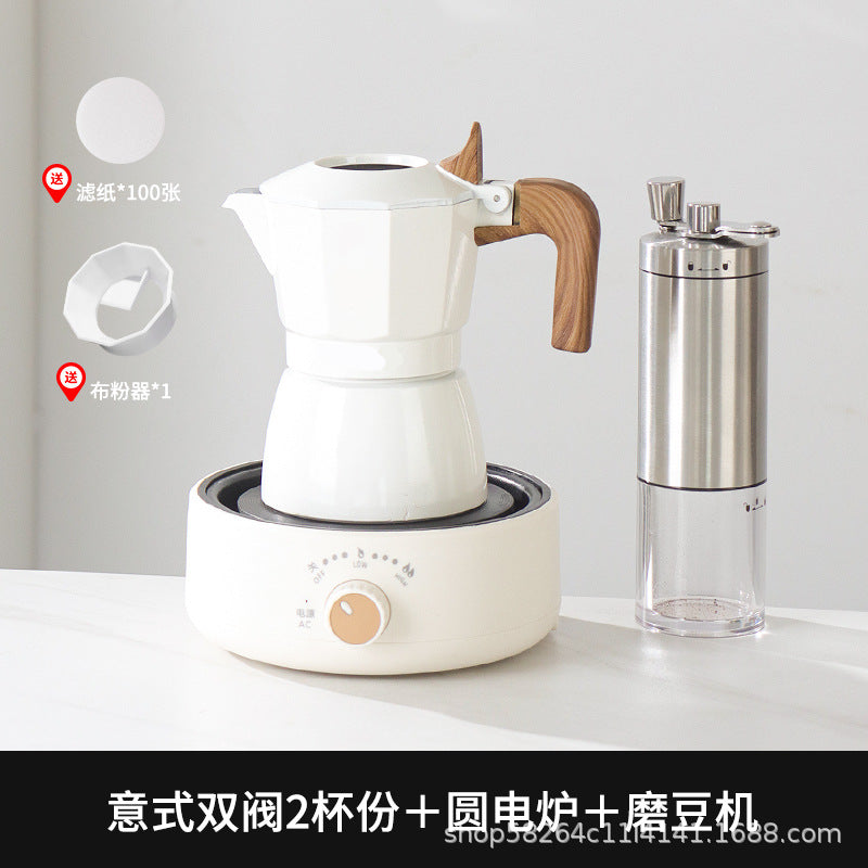 Moka Pot Home Use Small Coffee Pot Coffee Brewing Set Double Valve Hand Brew Pot Espresso Extraction Italian Coffee Machine