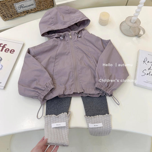 Sweet Little Girl's Windbreaker Jacket Autumn New Fashionable Children's Spring and Autumn Style Little Girl's Sports Hooded Top