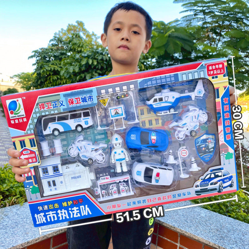 Durable Children's Toy Car Pull-Back Car Simulation Excavator Engineering Vehicle Fire Truck Airplane Model Boy's Gift