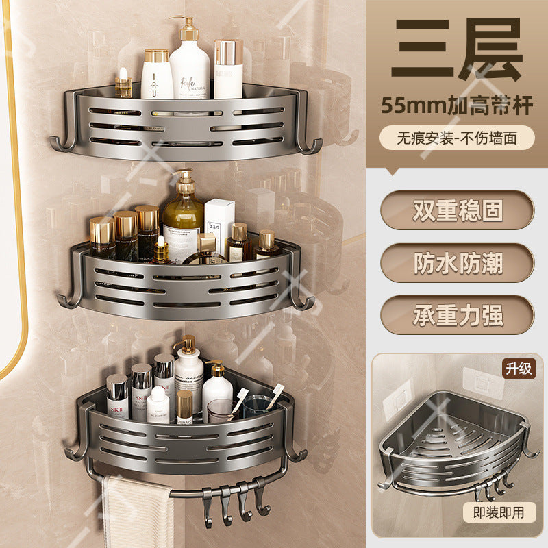 Suction Cup Triangle Basket Storage Rack Bathroom Toilet Wall-Mounted Organizer Rack Washroom Sink Corner No-Drill Organizer
