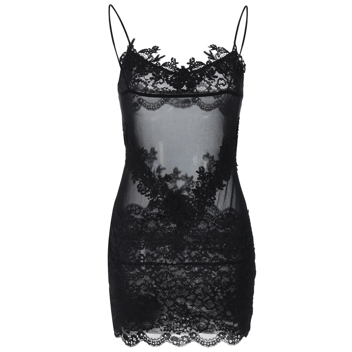 Europe and America ins Fashionable New Sexy Hot Girl Style Sheer Lace Tube Top Patchwork Bodycon Lace Dress for Women