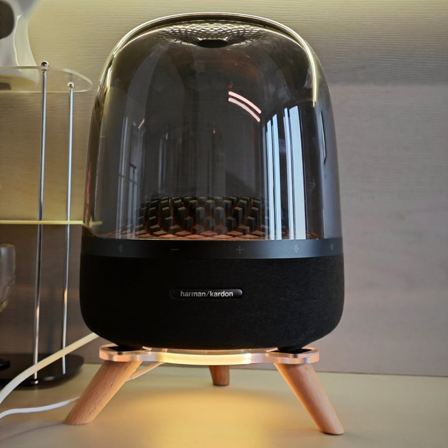 Harman Kardon Crystal Glass3Generation4Speaker Base Desktop Stand Solid Wood Anti-Vibration Non-Slip Rack