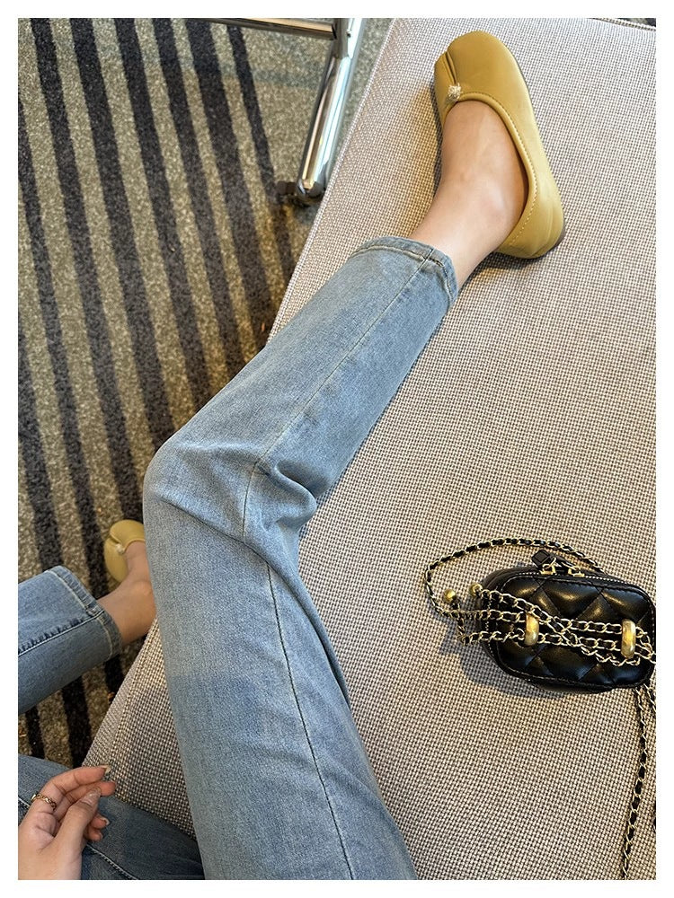 Thin and Soft Mask Pants!Summer Thin Jeans for Women Slimming Petite Nine-point Narrow Straight-leg Pants