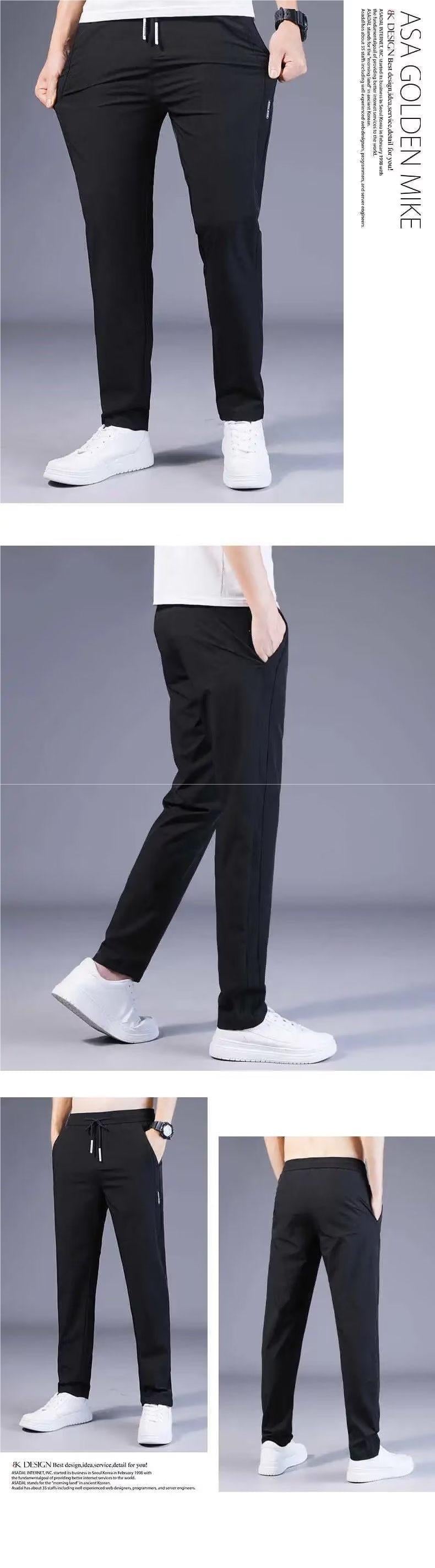 Summer Thin Casual Pants Quick-Dry Loose Plus Size Straight Pants Elastic Durable Sports Ice Silk Long Pants for Men