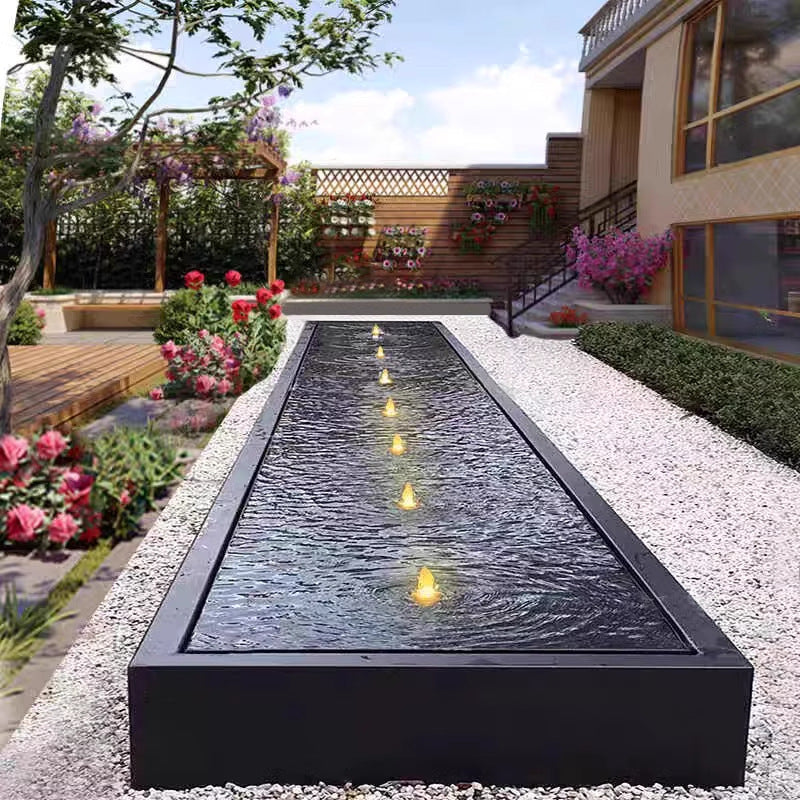 Stainless Steel Fish Pond Water Feature Flowing Water Ornament Garden Courtyard Outdoor Fountain Circulating Water Landscape Engineering Decoration