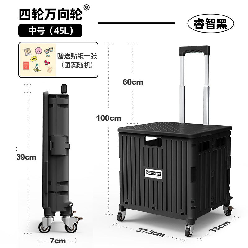 Pulling Cart for Grocery Shopping and Package Delivery, Lightweight Folding Stair Climbing Handcart with Cover