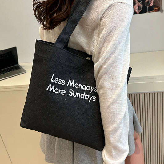 Vintage American Style Canvas Bag ins Large Capacity Student Commuter Artistic Single Shoulder Bag for Class Tote Bag for Women