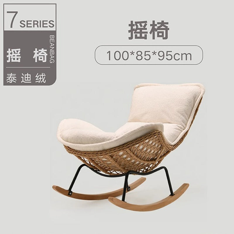 Rocking Chair Recliner Adult Sleepable Single Rattan Balcony Lazy Chair Bedroom Leisure Home Lazy Sofa